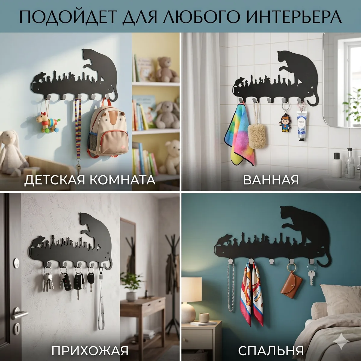 Ключница «Кот и мышь» — чёрная — фото 3