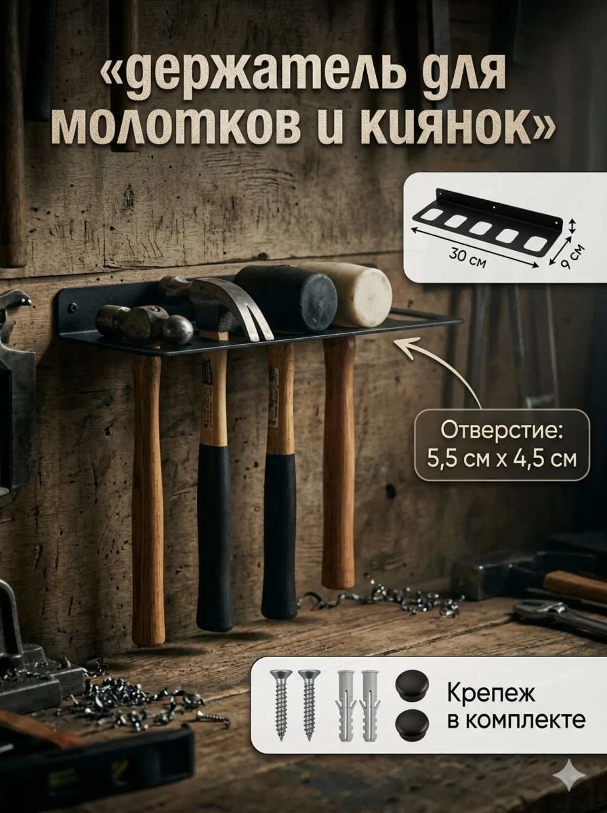 Ключница «Молоток» — чёрная — фото 4