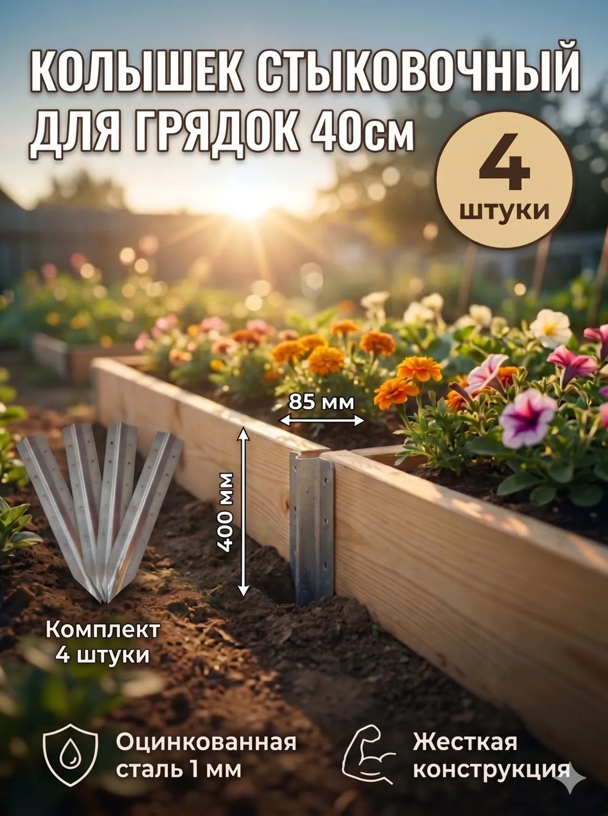 Крючки боковые 400 мм (4 шт.) — чёрные — фото 3